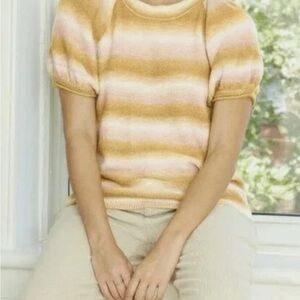 Universal Thread Ribbed Knit Sweater in Cream and Yellow XS